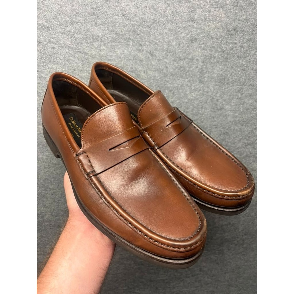 To Boot New York Adam Derrick Men's Brown Leather Penny Loafers Made in Italy 11